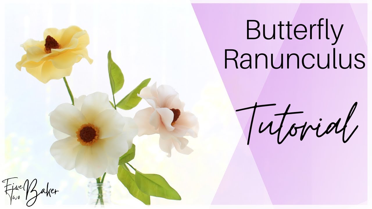 Gum paste Butterfly  Ranunculus Flower Tutorial ⎸Gum Paste for Beginners ⎸Sugar Flowers