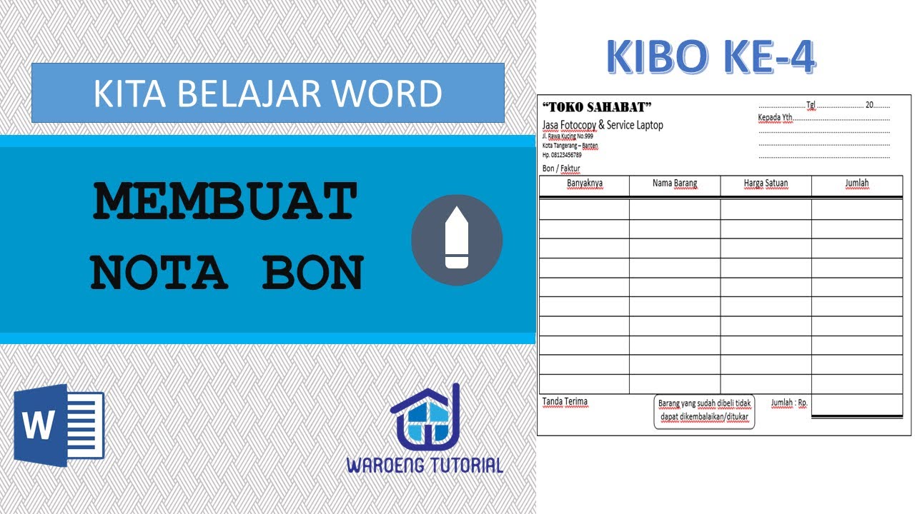 Tutorial Word - Membuat Nota Bon Usaha Kecil Menengah dengan Microsoft Word | Kita Belajar Word 4