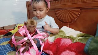 Baby Bear's relaxing moments with monkey Titi. #videomonkey Resimi
