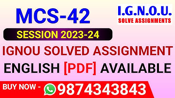 MCS 42 Solved Assignment 2023-24 in English, MCS-42 Solved Assignment 2024, MCS 42 Assignment