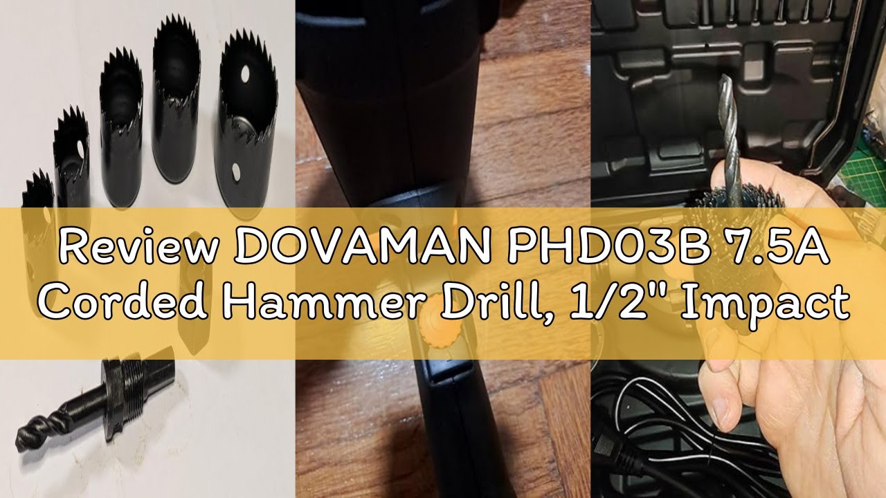Review DOVAMAN PHD03B 7.5A Corded Hammer Drill, 1/2'' Impact Drill with Variable Speed 0–3000RPM, Me