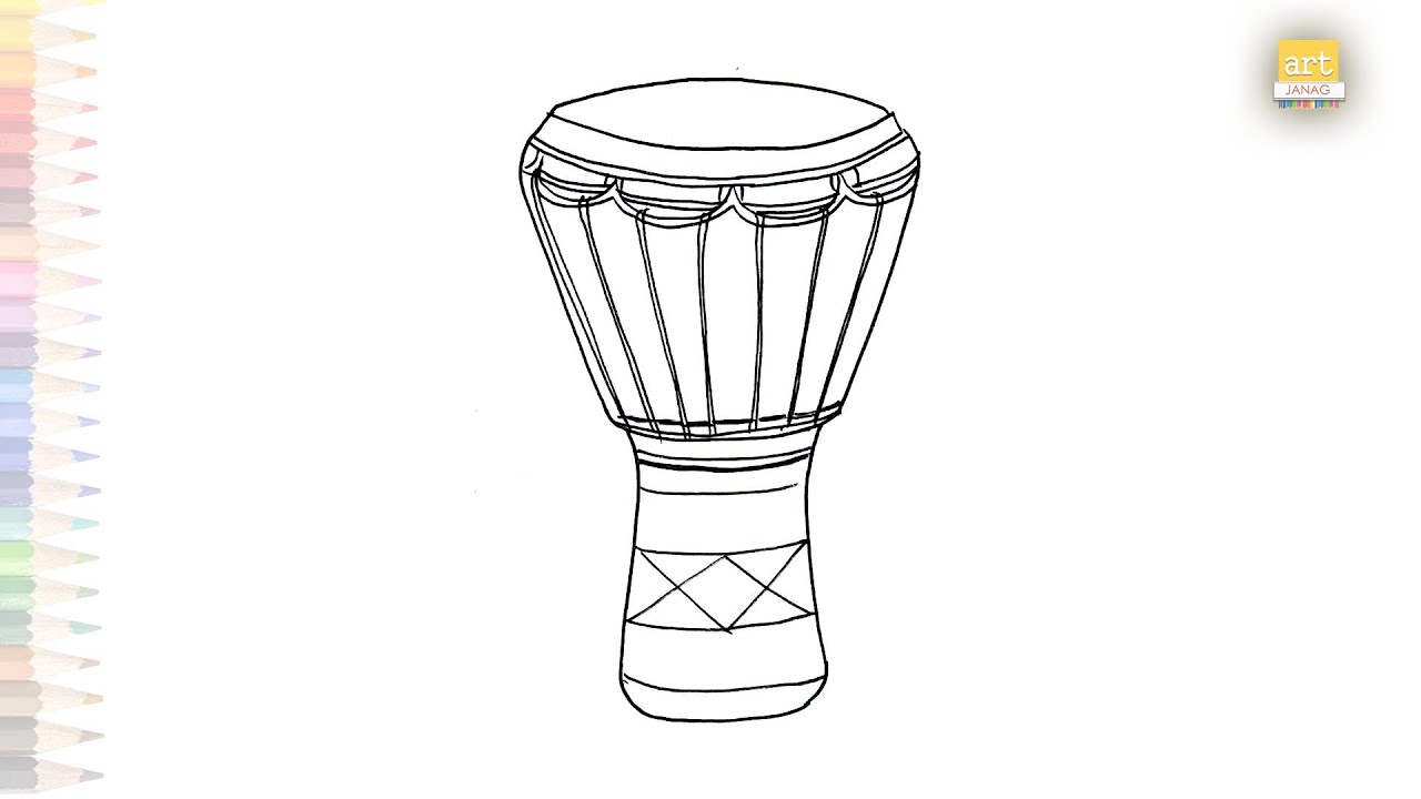 Djembe Drum drawing video Djembe drawing How to draw Djembe Drum