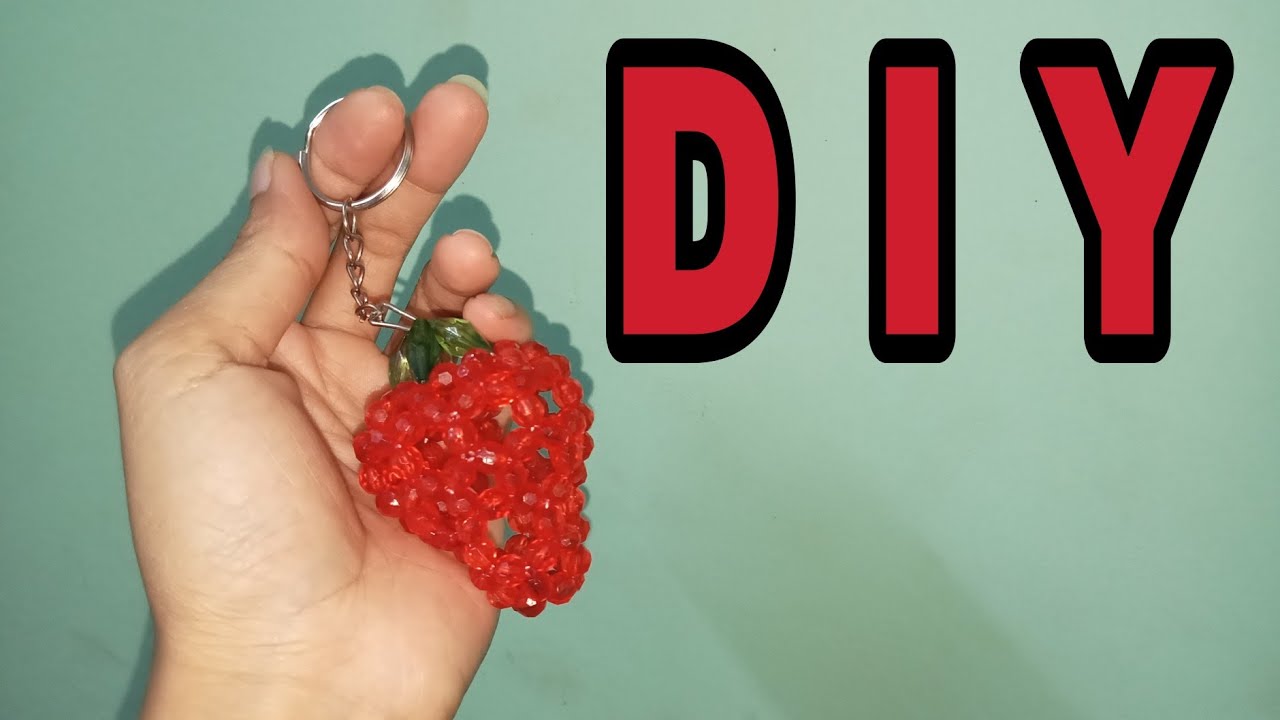 #DIY beaded strawberry Keychain 🍓