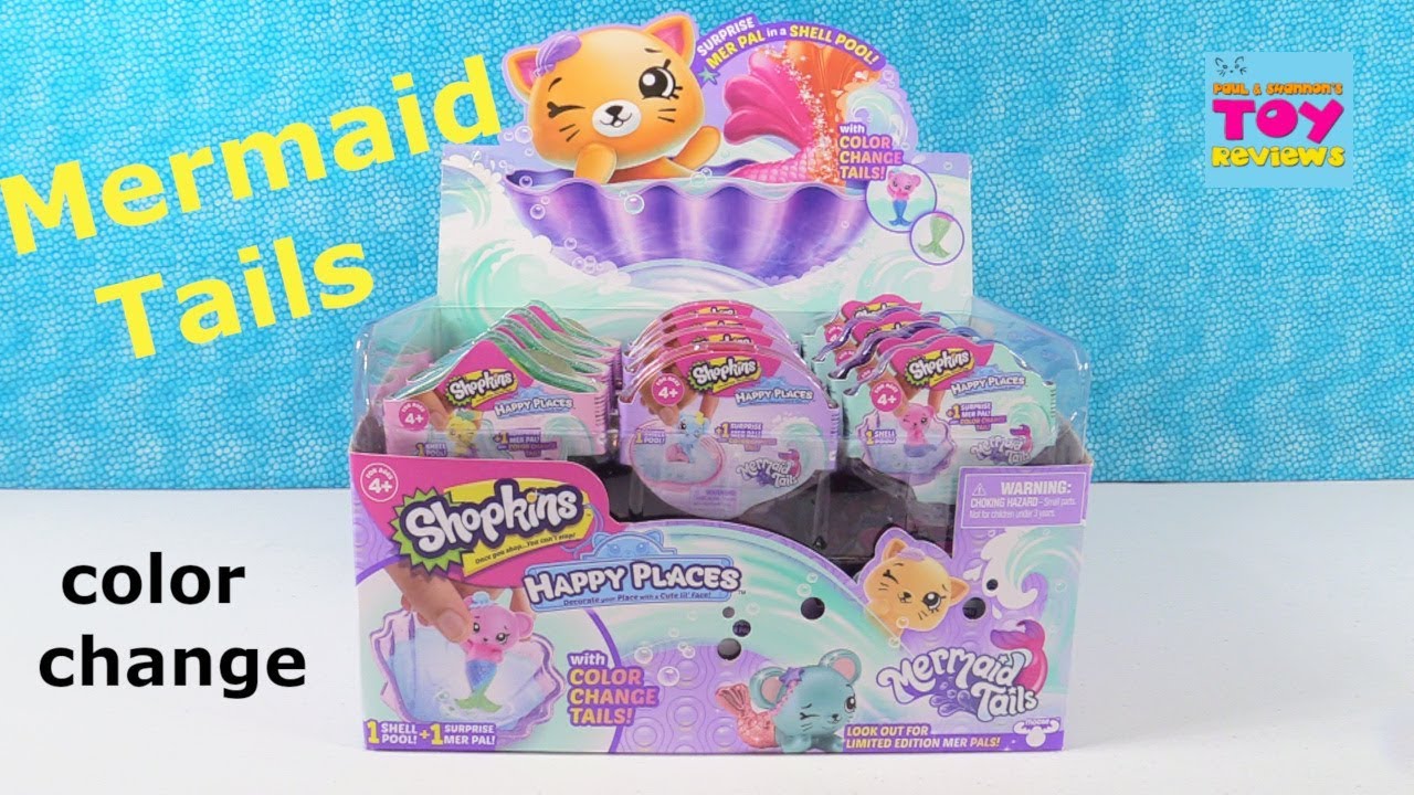 kawaii emoticons Shopkins Happy Places Mermaid Tails Color Change Blind Bag Figures Toy Review | PSToyReviews