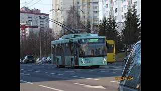 Минск, поездка в троллейбусе МАЗ-203Т70, парк.№ 4304, марш.58 в парк (11.04.2024)