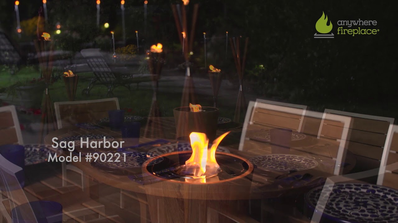 Anywhere Fireplace Sag Harbor // Indoor/Outdoor Teak Fire Bowl + 12-Pack SunJel Fuel video thumbnail