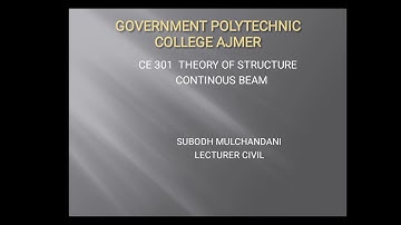 Continous beam part 2 CE 301 By Subodh Mulchandani Government polytechnic college Ajmer