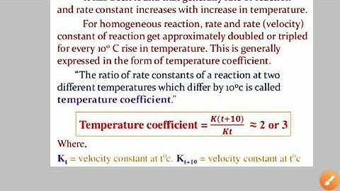 Temperature coefficient class 12th chemical kinetics