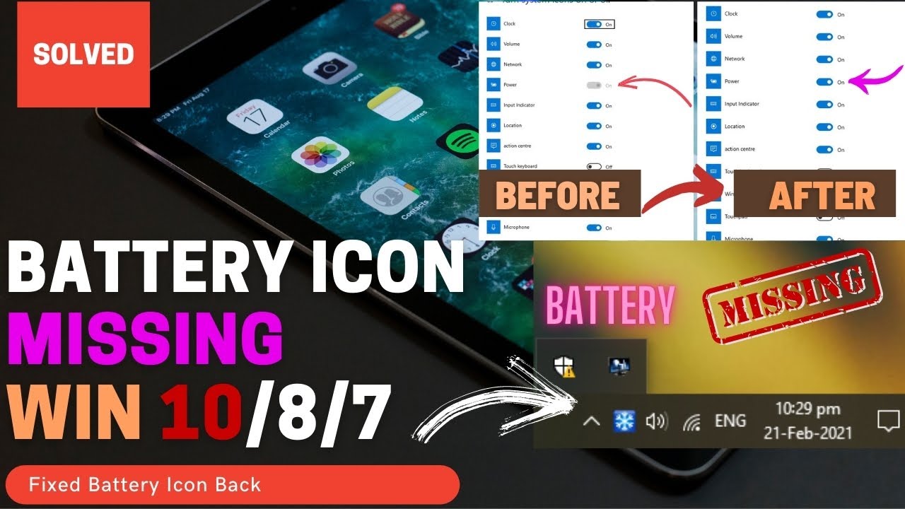 How To Laptop Battery Icon Not Showing Battery Icon Missing Windows