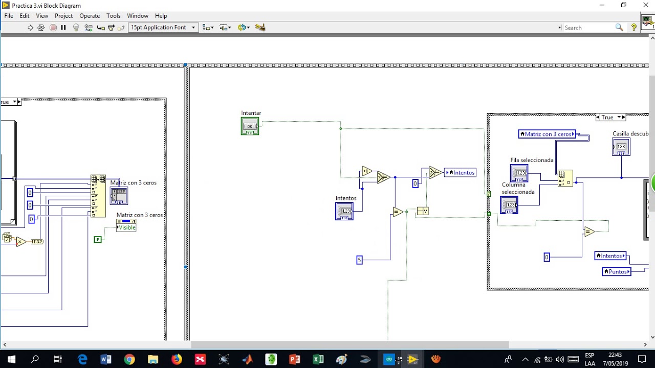 Matriz con 3 ceros ocultos LabVIEW - YouTube