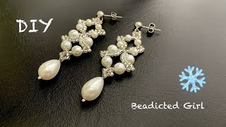 Snowflake Earrings || DIY Beaded earrings