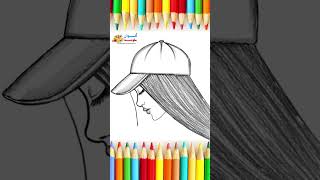 كيفية رسم فتاة ترتدي قبعة خطوة بخطوة || أفكار سهلة للرسم للمبتدئين || رسم فتاة #shorts