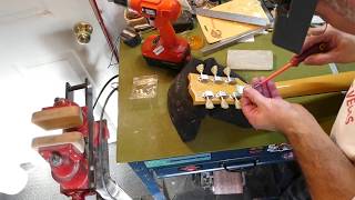 Removing and replacing the G force tuners and nut on a Les Paul Junior
