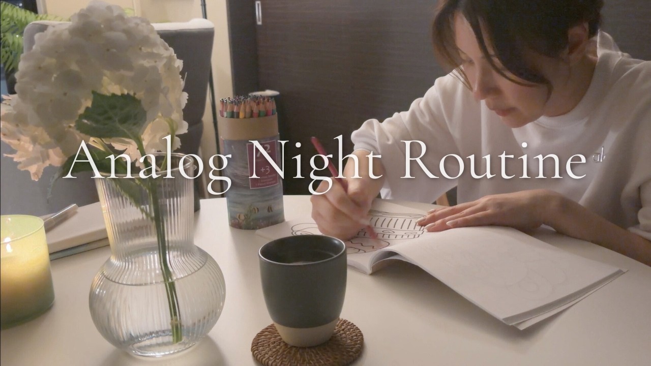 My Analog Weekend Night Routine | Coloring, Medicube skincare & Journaling