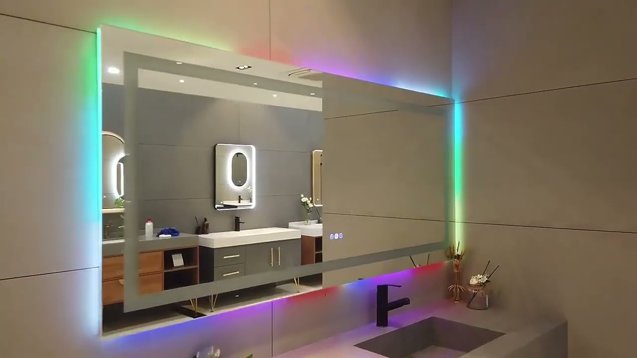 Custom Backlit RGB LED Bathroom Mirror with Frontlit