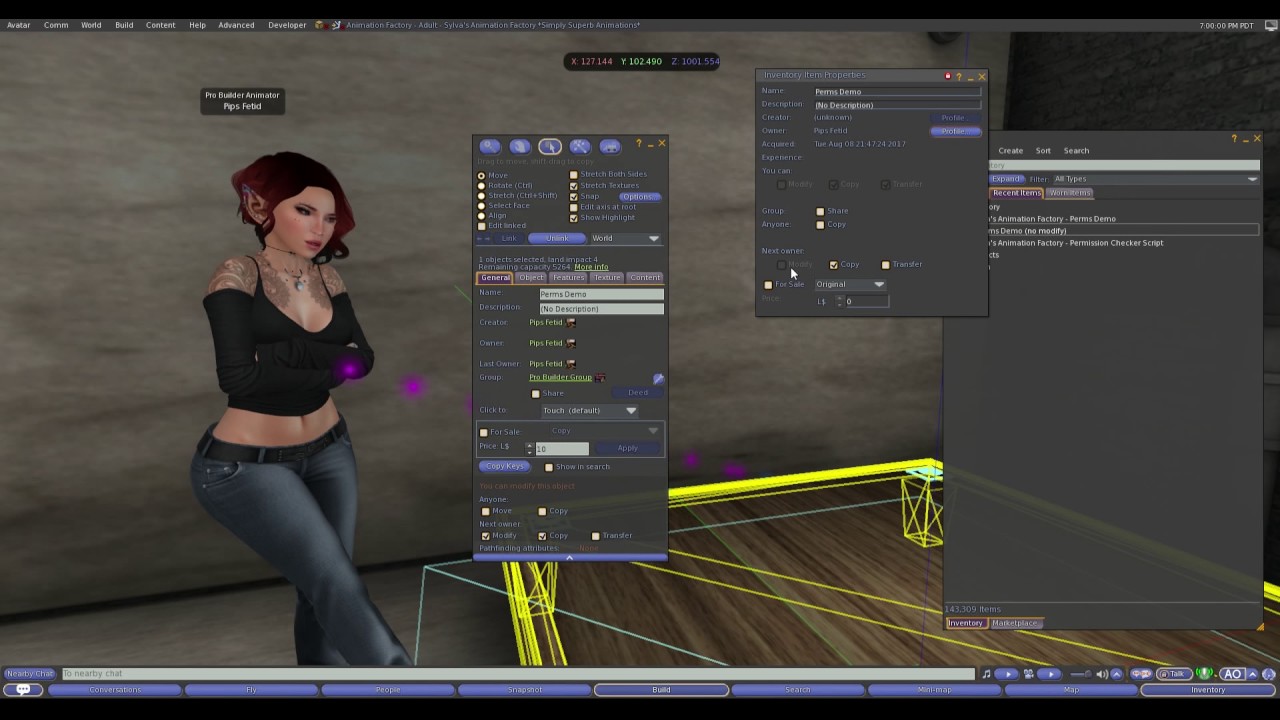 How to Set Permissions in Second Life - Sylva's Animation Factory - YouTube