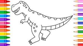 How to Draw a Dinosaur for Kids 🦖🌋 How to Draw and Color a T.Rex | Dinosaur Coloring Pages for Kids