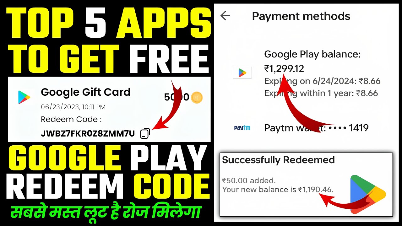 Top 3 Free Redeem Codes App 2023, Free Google Playstore Redeem Code