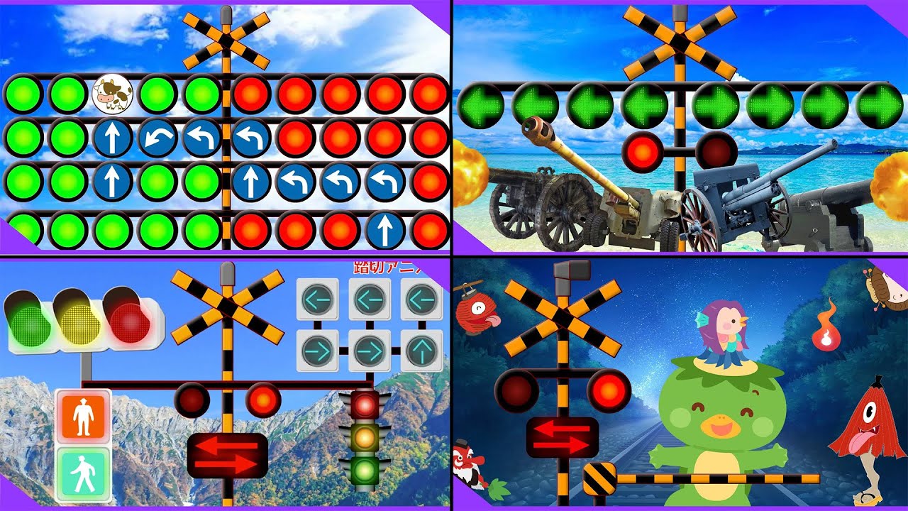 踏切カンカン総集編5 面白い動きの様々な踏切たち【踏切アニメ】 Train & Railroad Crossing All Anime