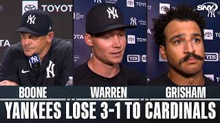 Aaron Boone, Will Warren and Trent Grisham on Yankees' 3-1 loss to Cardinals