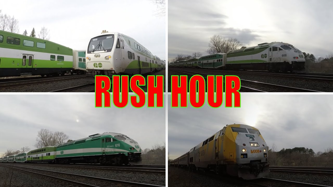 Rush Hour Via Trains and Go Trains! - YouTube