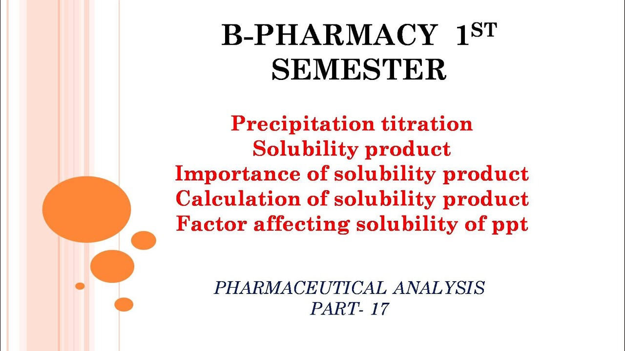 precipitation titration solubility product pharmaceutical analysis. YouTube