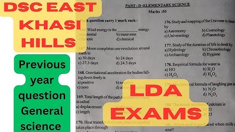 DSC EAST KHASI HILLS PREVIOUS YEAR QUESTION PAPER LDA, 2019 | GENERAL SCIENCE | ELEMENTARY SCIENCE