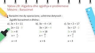 KLASA 7 - Matematikë - Barazimet KLASA 7 - Matematikë - Barazimet