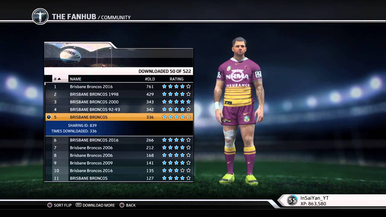 rugby league live 4 teams list