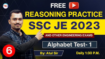 Reasoning For SSC JE 2023 | Alphabet test- 1 | Reasoning Practice For SSC JE 2023  By Atul Sir