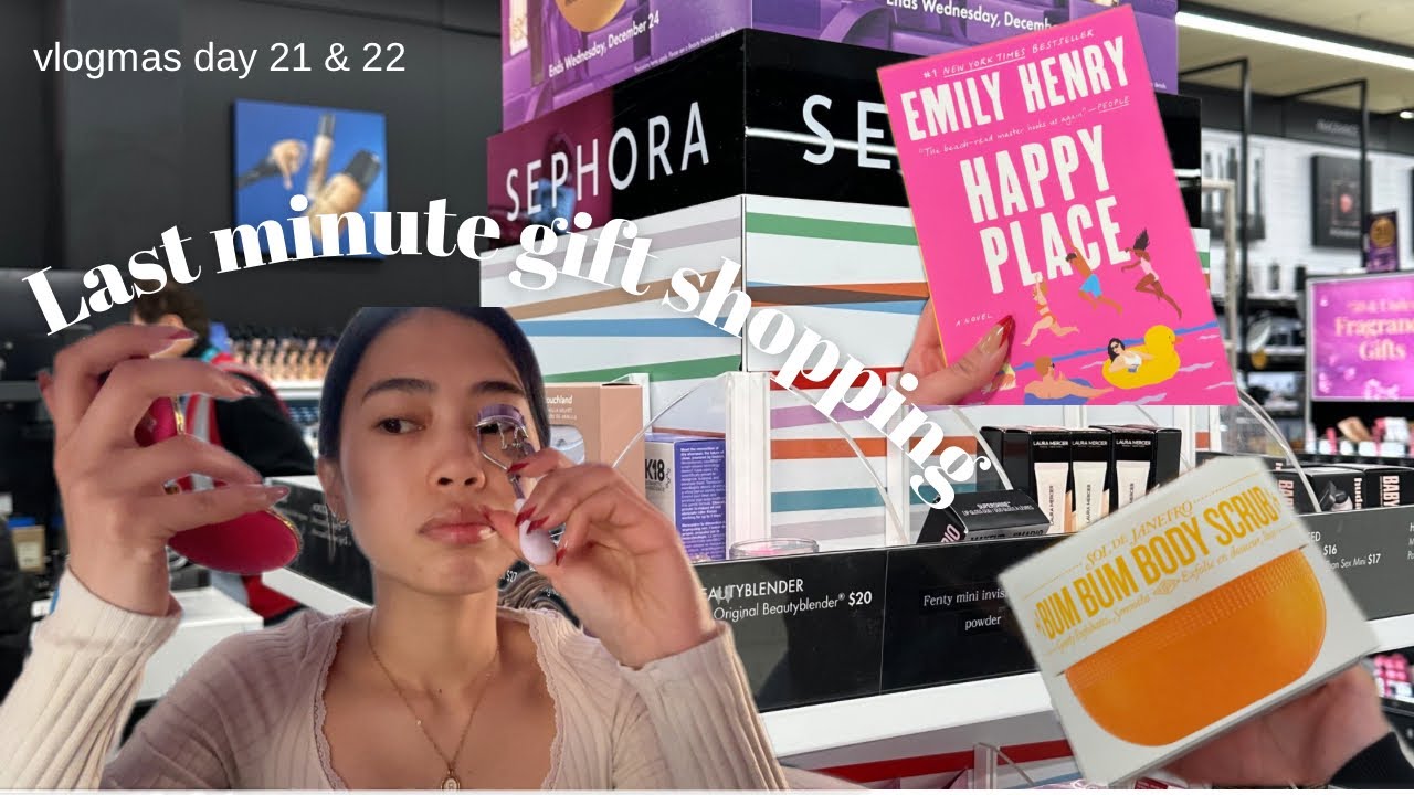 LAST MINUTE gift shopping 🛍️ after party night routine, chitchat grwm, shopping | vlogmas 21 & 22