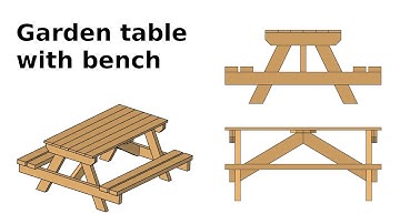 Garden table with bench | FreeCAD Woodworking workbench