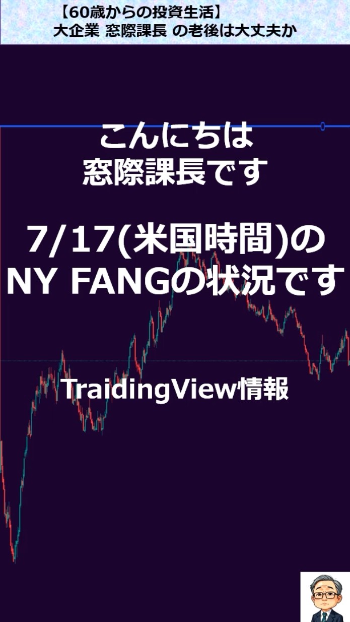 60歳からの投資生活】2026年7月17日(米国時間)のNY FANG指数の状況です