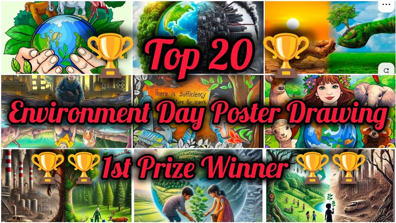 Top 20 Environment day poster drawing//1st Prize winner🏆drawings//world environment day best poster