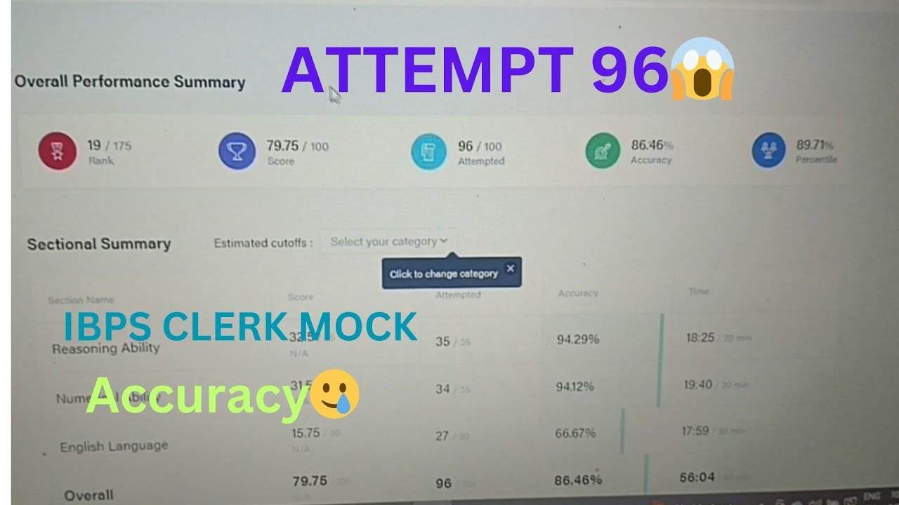 IBPS Clerk Mock Test Learning Niti Mock Attempt 96 Accuracy Ibps clerk mock test learning niti mock attempt 96 accuracy