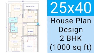 25x40 ft House Plan 2 BHK ( 1000 Sp.ft.)