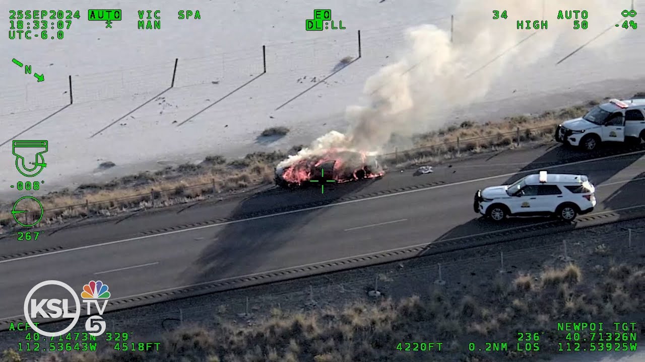 POLICE CHASE: Car catches on fire while fleeing from Utah Highway Patrol