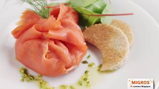 Migros Aumônière De Saumon Fumé Et Son Crémeux Daneth Aux Pistaches