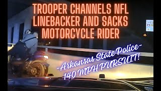 Suzuki Hayabusa runs 140mph fleeing police -Arkansas State Trooper TACKLES the driver ending pursuit