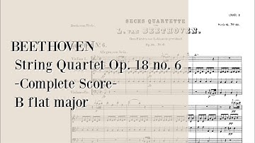 BEETHOVEN String Quartet Op. 18 no. 6 - Sheet Music/Music score