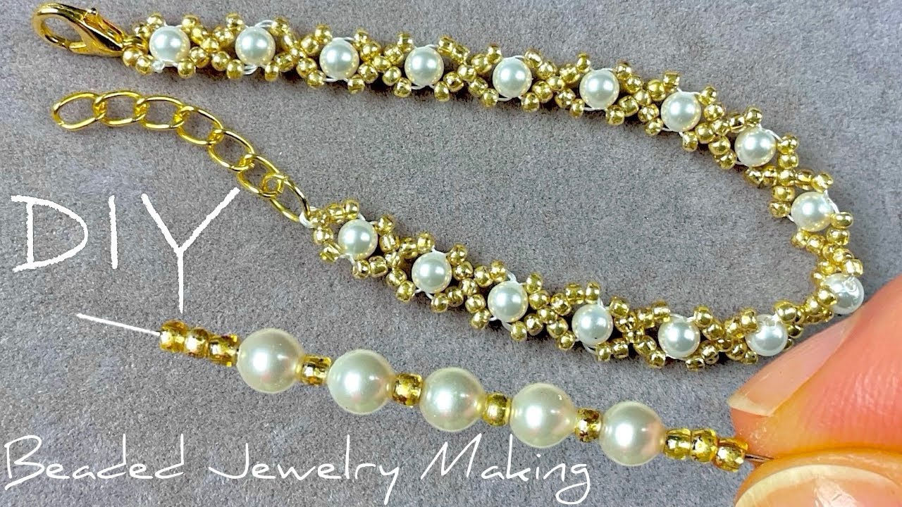 XOXO! EASY Beaded Bracelet Tutorial with Pearls: Beads Jewelry Making ...