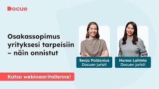 Osakassopimus yrityksesi tarpeisiin – näin onnistut Docuen avulla