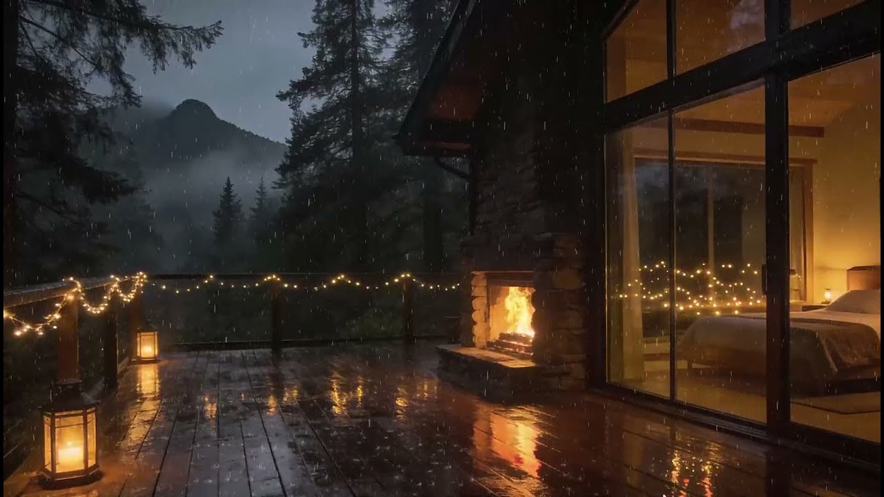 Sleep Better Tonight | Distant Thunderstorm on Mountain Cabin Porch Ambience