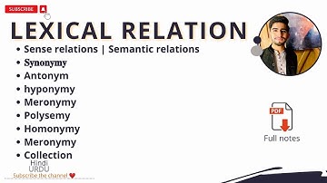 Lexical relations in semantics | sense relations | Semantic relations | Semantics