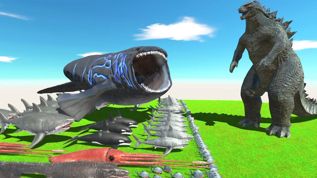 Aquatics Megalodon Revolt Battle With Bloop | Who can defeat Godzilla 2014?