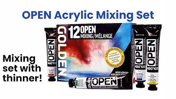 GOLDEN OPEN Acrylic Mixing Set of 12 + Thinner