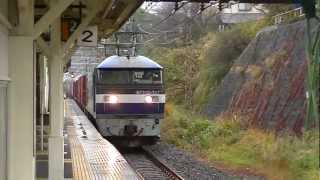 EF210-107（吹）　5060レ貨物列車　根府川駅通過