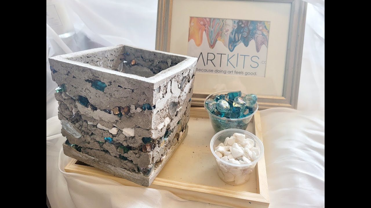 Cement Glass Planter by ArtKits.com