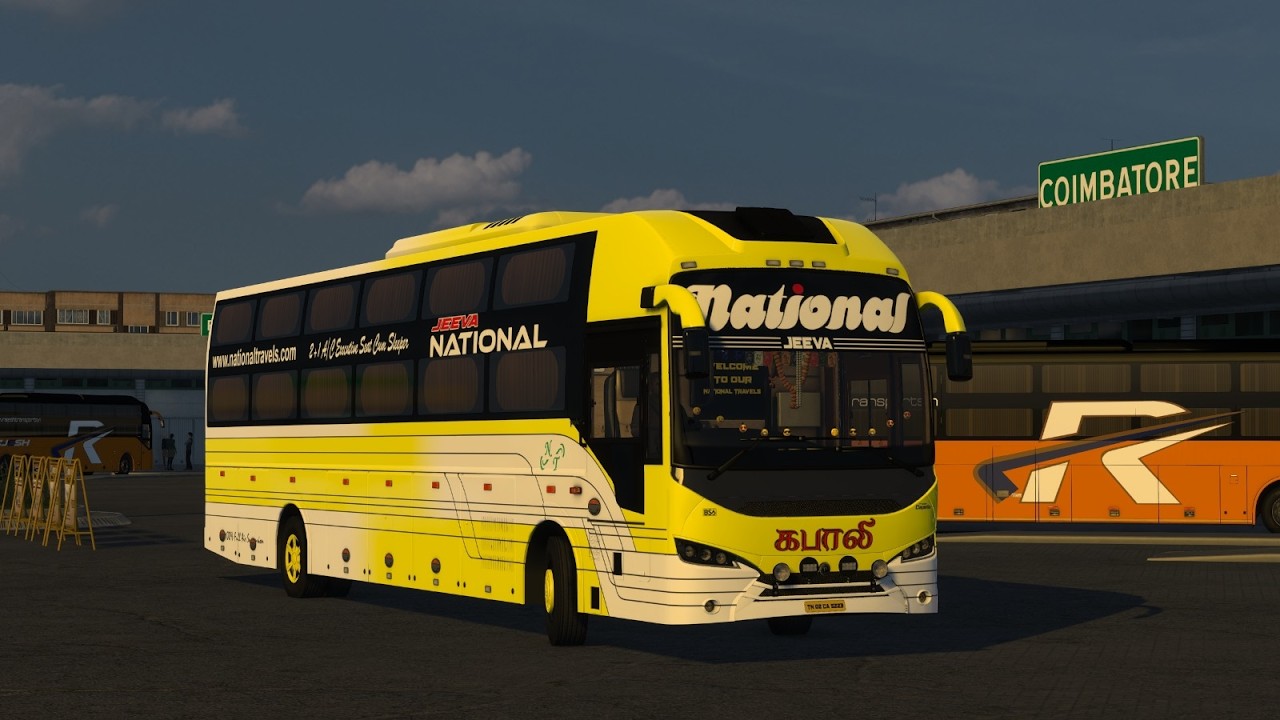 Driving National Bus in Indian Highway | Coimbatore - Tiruchy | CT India Map |  With Steering Wheel