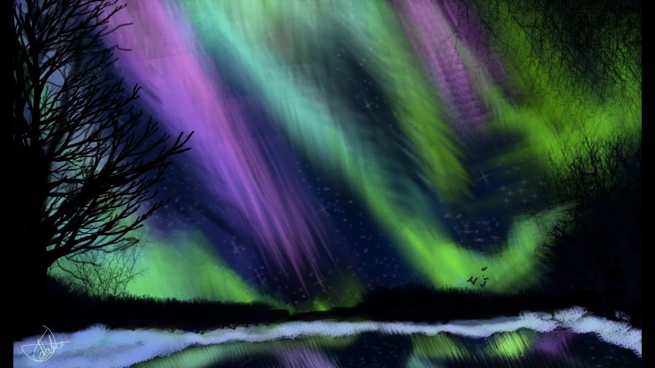 Northern Lights [digital art] Speedpaint scandinavian sky YouTube